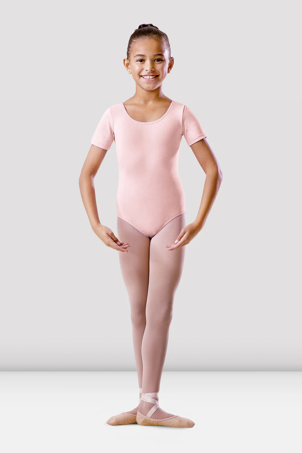Girls Round Neck Short Sleeve Leotard