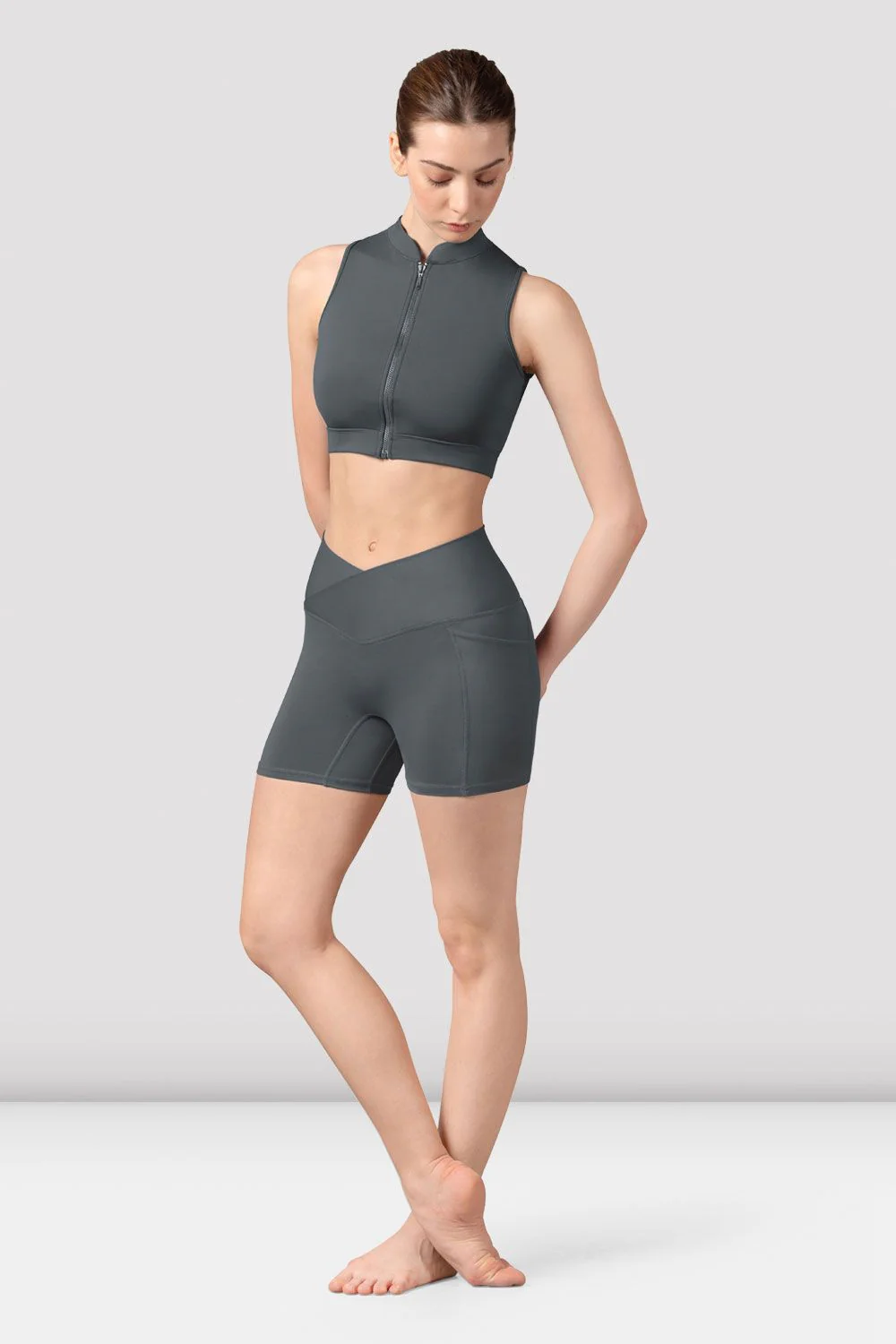 Ladies Alix Zip Front Crop Top
