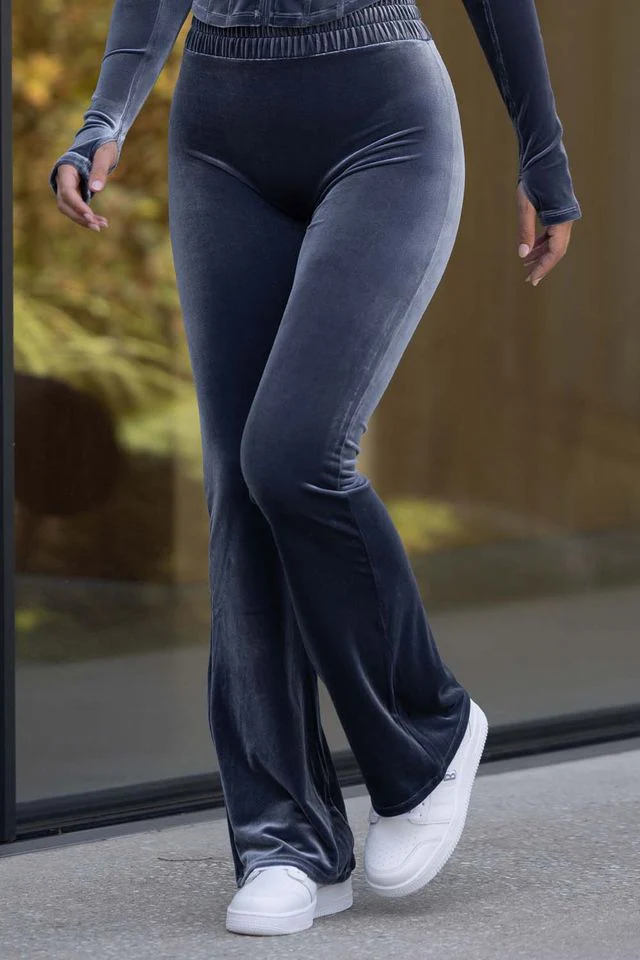 Ladies Apex Velvet Flared Legging