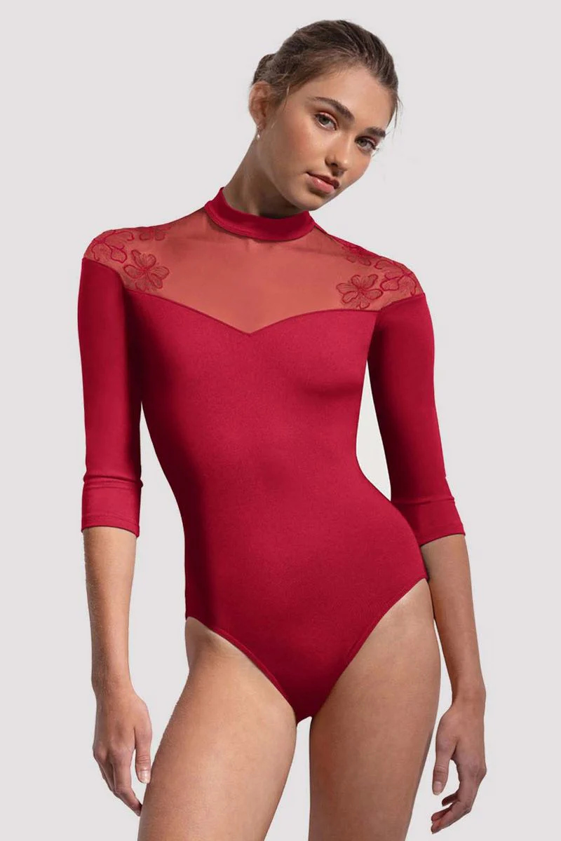Ladies Calista Floral 3/4 Sleeve Leotard - Image 2