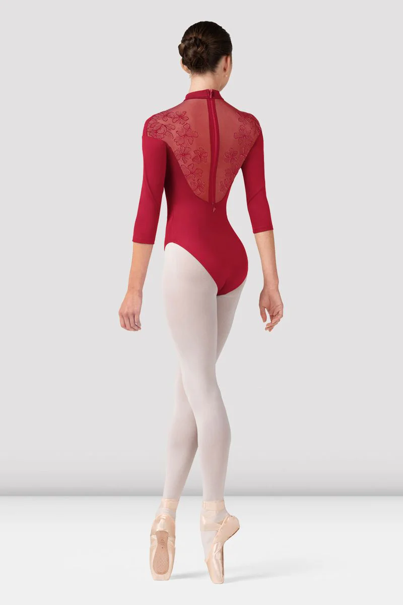 Ladies Calista Floral 3/4 Sleeve Leotard - Image 3