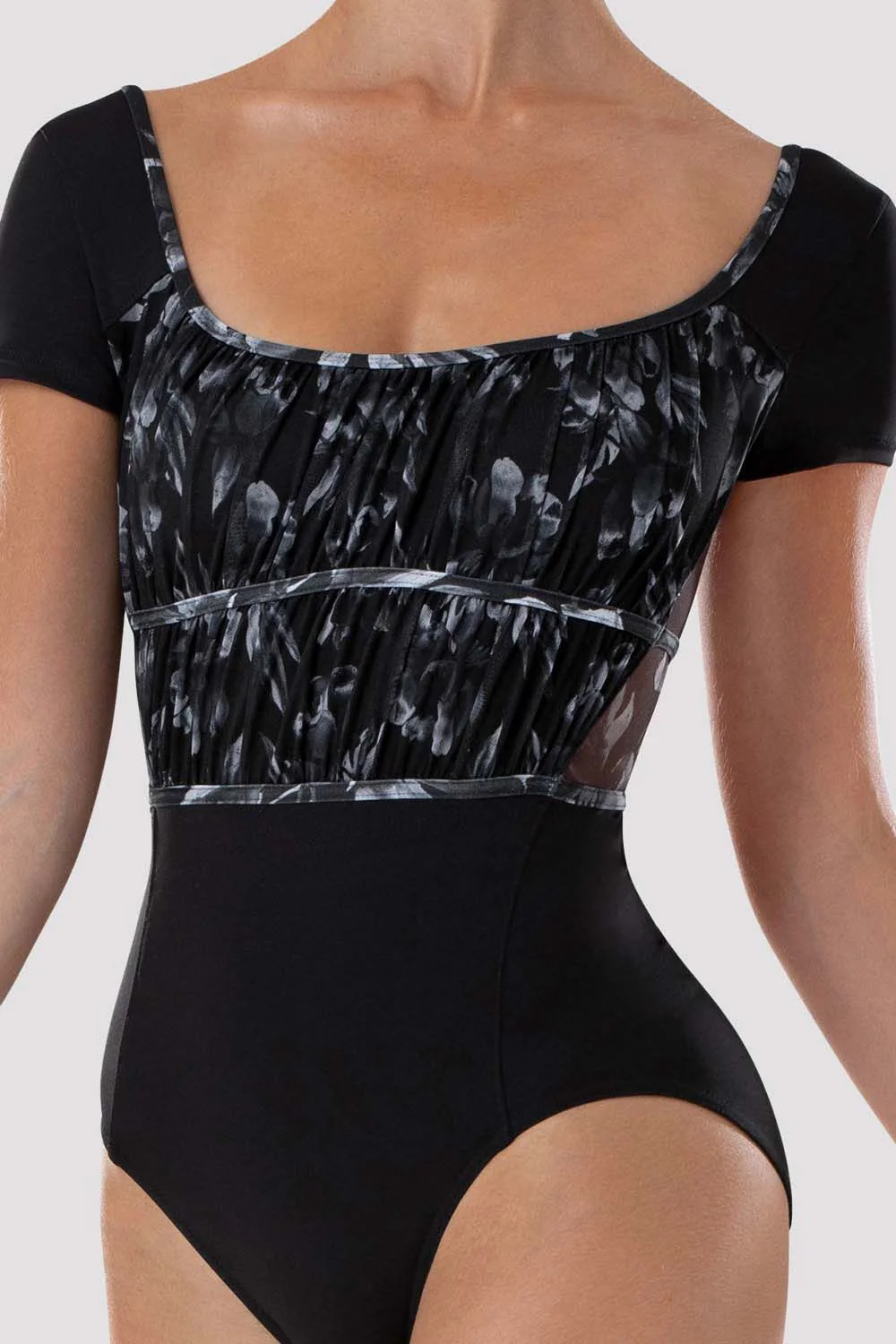 Ladies Mia Floral Cap Sleeve Leotard - Image 3