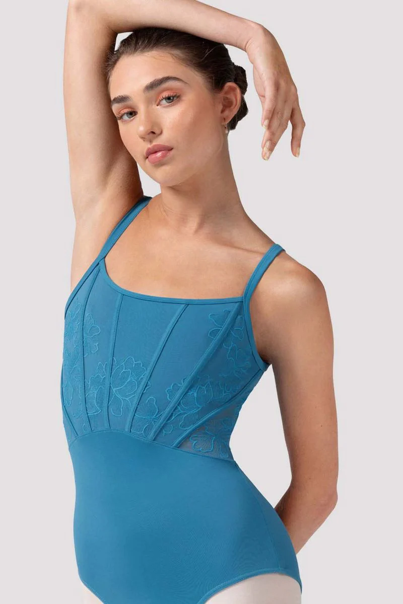 Ladies Mia Floral Mesh Back Leotard - Image 2